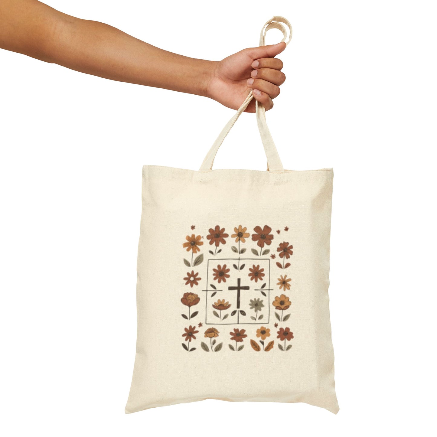 Vintage Floral Cotton Canvas Tote Bag