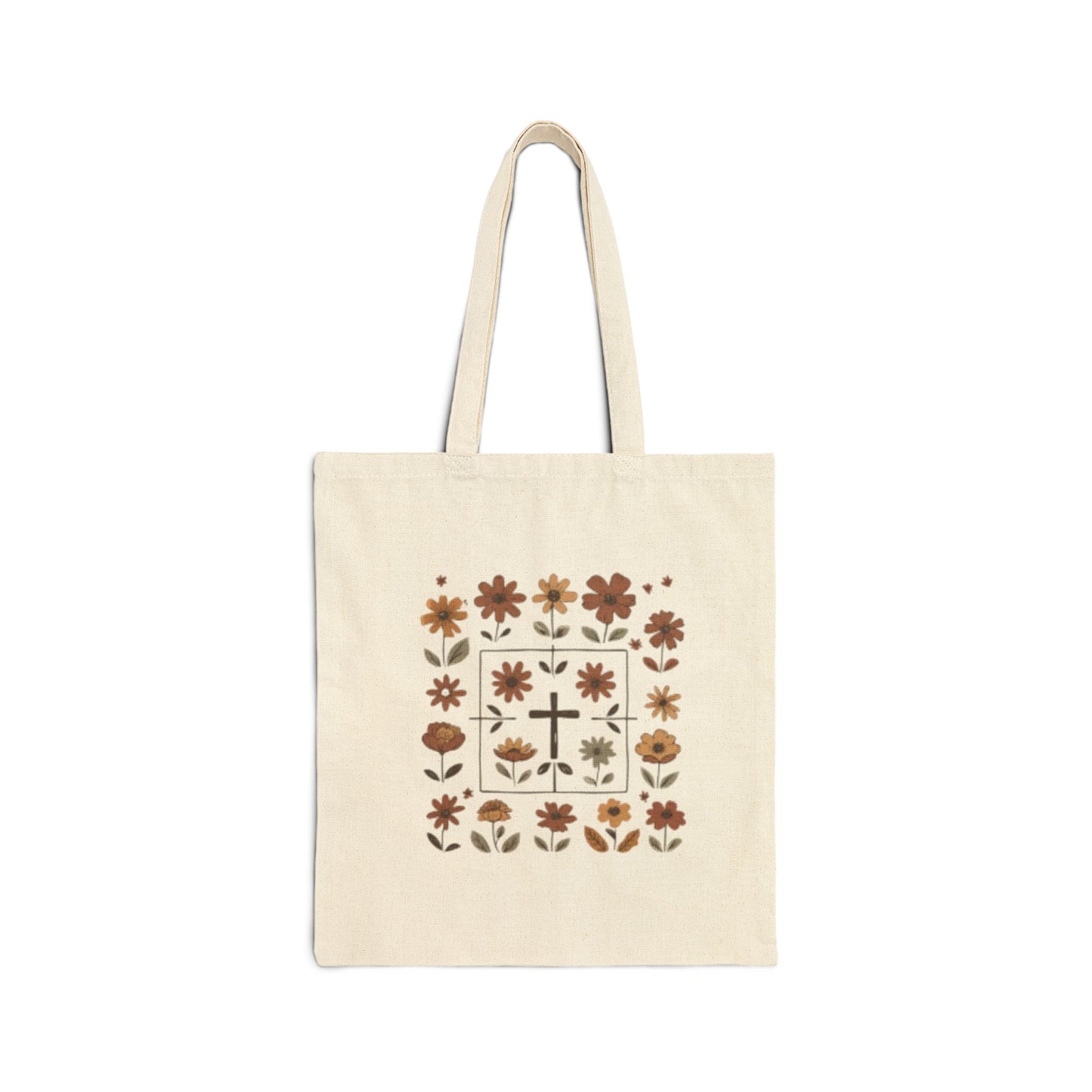 Vintage Floral Cotton Canvas Tote Bag