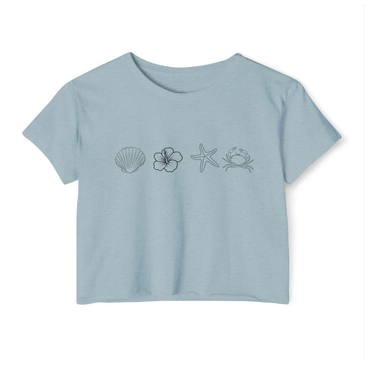 Women's Beach Vibe Crop Top, Summer Festival Top