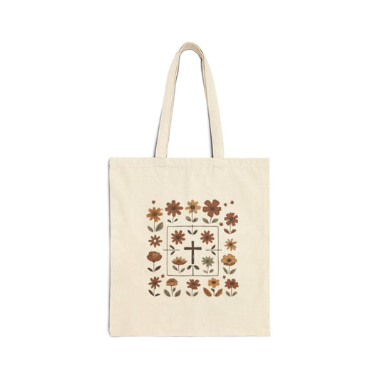 Vintage Floral Cotton Canvas Tote Bag